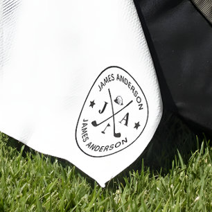 Modernes, stilvolles Golfer Monogram & Name Person Golfhandtuch