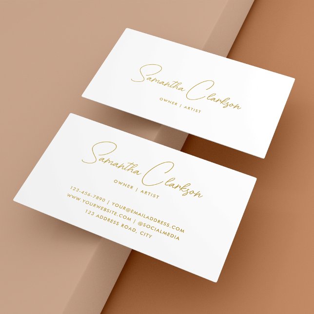 Modernes, stilvolles handgeschriebenes Gold-Script Visitenkarte (Von Creator hochgeladen)
