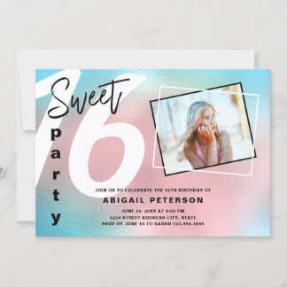 Modernes, stilvolles, holografisches 16 . Geburtst Einladung