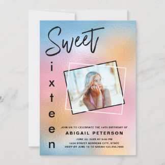 Modernes, stilvolles, holografisches 16 . Geburtst Einladung