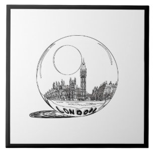 Modernes stilvolles London Sity Schwarz-weiß Fliese