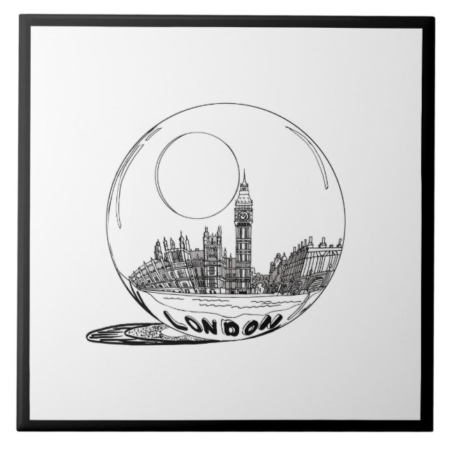 Modernes stilvolles London Sity Schwarz-weiß Fliese (Vorderseite)