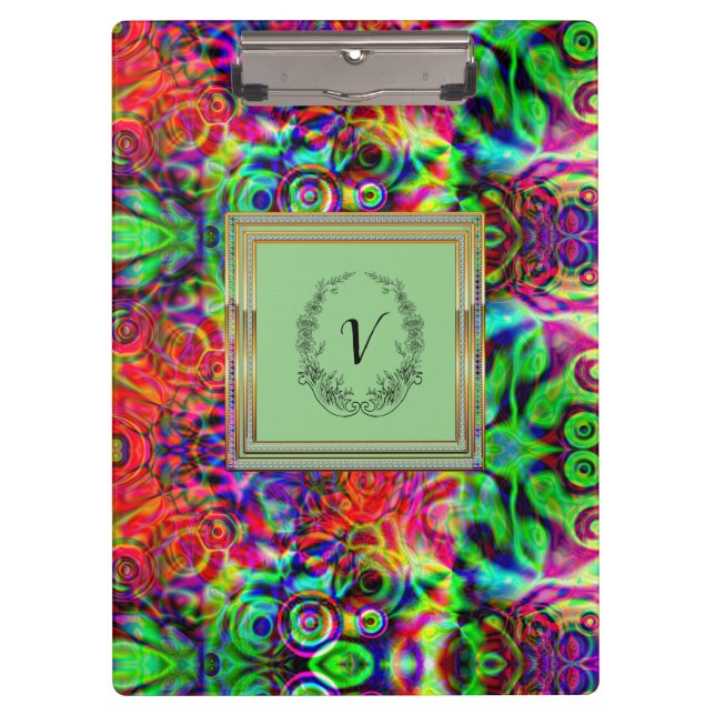 Modernes, stilvolles Mongram Muster WinterParty Klemmbrett (Vorderseite)