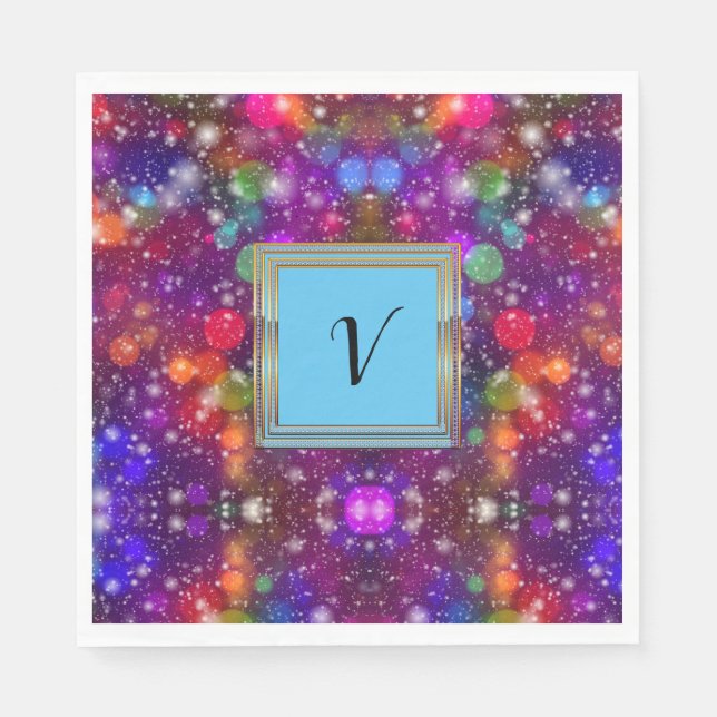 Modernes, stilvolles Mongram Muster WinterParty Serviette (Vorderseite)