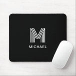 Modernes, stilvolles Monogram Simple Sleek Black Mousepad<br><div class="desc">Aktualisieren Sie Ihren Arbeitsbereich mit diesem modernen und stilvollen Monogramm-Mauspad. Mit einem schwarzen Hintergrund zeigt es einen personalisierten Initial und Namen in einem modernen, sauberen Schriftart. Dieses mit glatter Oberfläche und langlebigen Materialien gefertigte Mauspad sorgt für eine präzise Kontrolle der Maus und eine lange Lebensdauer. Das minimalistische Design macht es...</div>