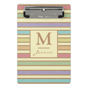 Modernes, stilvolles Monogramm aus pastelfarbenem  Mini Klemmbrett