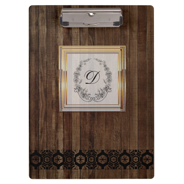 Modernes, stilvolles Monogramm Muster Vintages Hol Klemmbrett (Vorderseite)