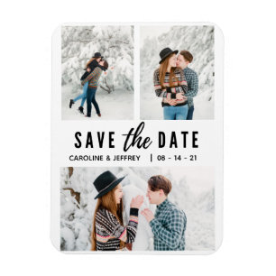 modernes, stilvolles Multi-Foto Save the Date Magnet