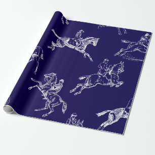 Modernes, stilvolles Navy Blue Horseback Riding To Geschenkpapier