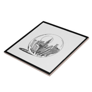 Modernes stilvolles New York Sity in Ball Schwarz- Fliese