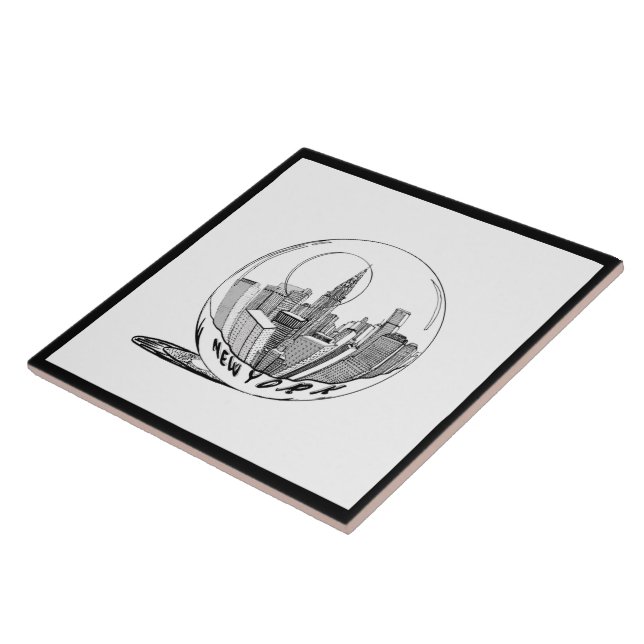 Modernes stilvolles New York Sity in Ball Schwarz- Fliese (Seite)