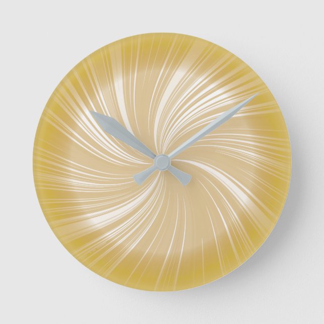 Modernes, stilvolles Orange Yellow Radiant Twirl M Runde Wanduhr (Vorderseite)