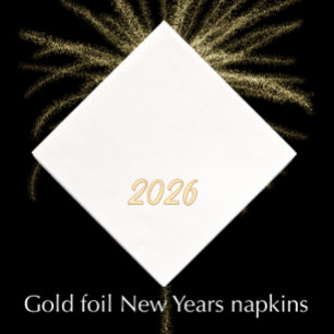 Modernes, stilvolles Party nach Maß 2026 New Years Servietten Mit Folie