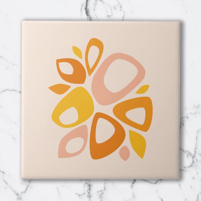 Modernes, stilvolles Peach Marigold Yellow Abstrak Fliese (Von Creator hochgeladen)