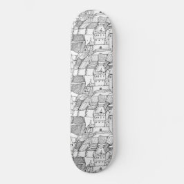 Modernes, stilvolles Princess Castle Black and Whi Skateboard
