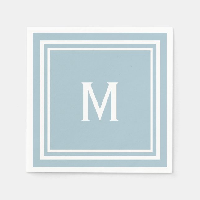 Modernes, stilvolles Pulver Blue Custom Monogram Serviette (Vorderseite)