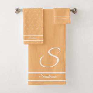 Modernes, stilvolles, robustes, weißes Monogramm Badhandtuch Set