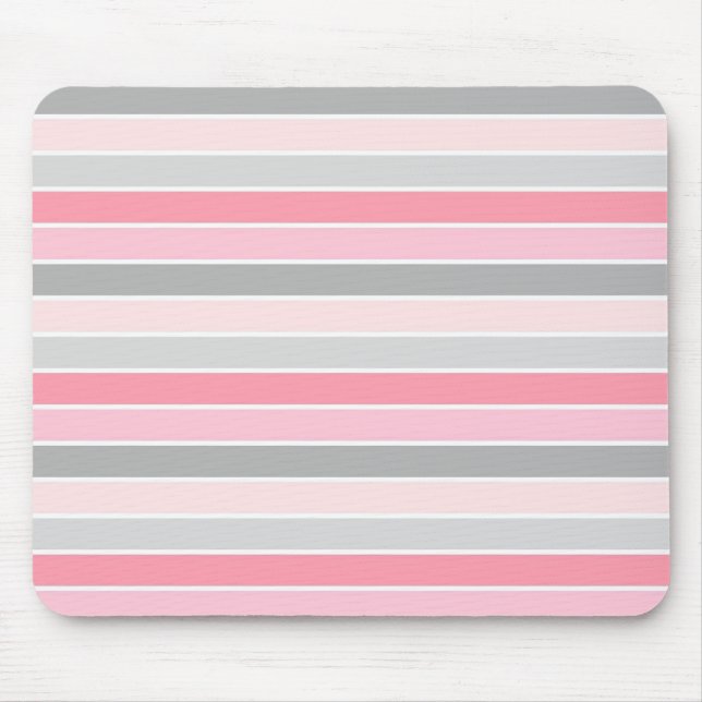 Modernes, stilvolles rosa Streifenmuster Mousepad (Vorne)