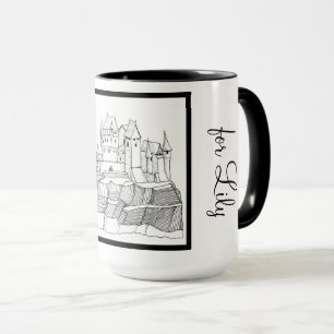 Modernes, stilvolles Schloss Black and White Ringe Tasse