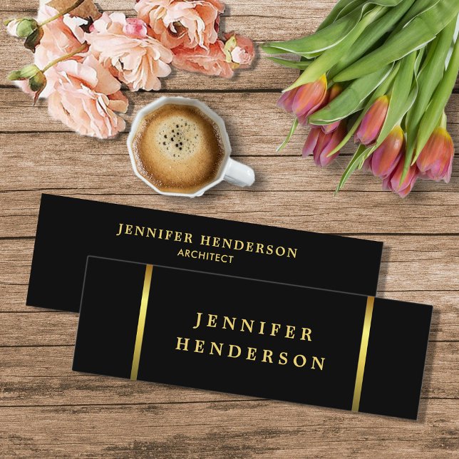 Modernes, stilvolles Schwarz/Gold beruflich Mini Visitenkarte (Modern elegant stylish black and gold professional mini business card.)
