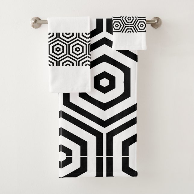 Modernes, stilvolles Schwarz-Weiß-Badezimmer Badhandtuch Set (Insitu)