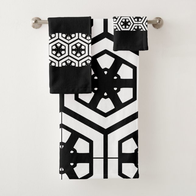 Modernes, stilvolles Schwarz-Weiß-Badezimmer Badhandtuch Set (Insitu)