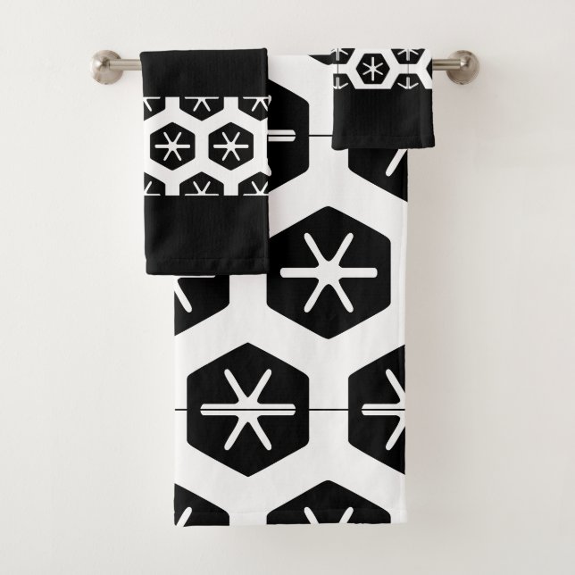Modernes, stilvolles Schwarz-Weiß-Badezimmer Badhandtuch Set (Insitu)