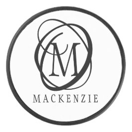 Modernes, stilvolles Schwarzes Monogramm Eishockey Puck
