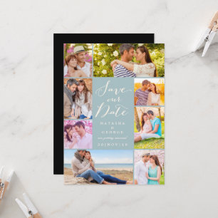 Modernes, stilvolles Script 8 Multi-Foto Save the  Einladung