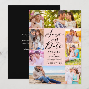 Modernes, stilvolles Script 8 Multi-Foto Save the  Einladung