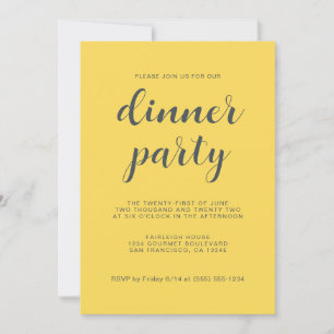 Modernes, stilvolles Script Bright Yellow Dinner P Einladung