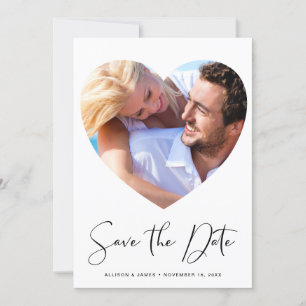 Modernes, stilvolles Script Heart Shaped Foto Save The Date