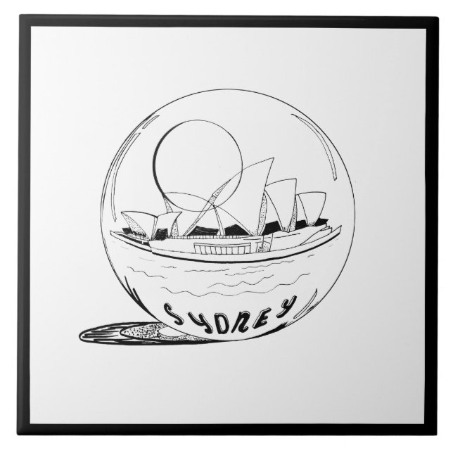 Modernes, stilvolles Sydney Sity Schwarz-weiß Fliese (Vorderseite)