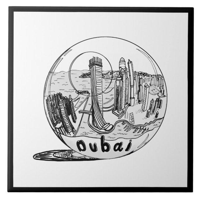 Modernes, stilvolles Sydney Sity Schwarz-weiß Fliese (Vorderseite)