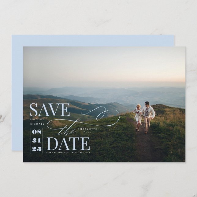 Modernes, stilvolles Typografie-Save the Date Foto Save The Date (Vorne/Hinten)