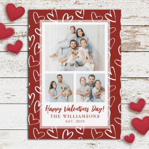 Modernes stilvolles Valentinstag Family Foto Holid Feiertagskarte