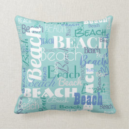 Modernes Strand-Typografie-Muster-tropisches Blau Kissen