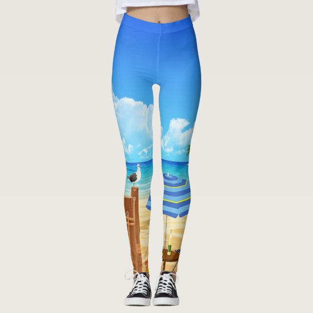 Modernes Strandpanorama Leggings (Vorderseite)