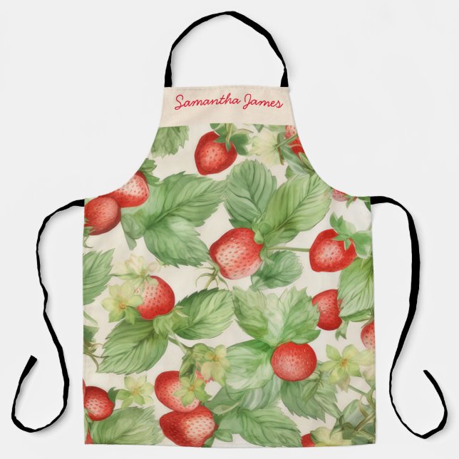 Modernes Strawberry Muster Personalisiert Schürze (Vorderseite)