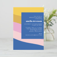 Modernes Stripes Blue Yellow Graduation Party Foto