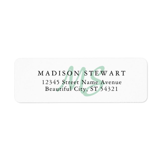 Modernes, stylisches Mint Green Brush Script Monog (Vorne)