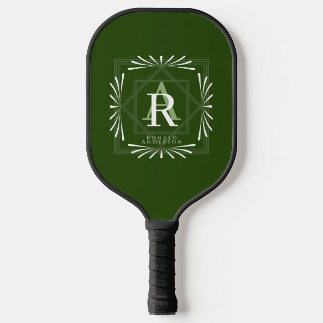 Modernes, stylisches Monogram Green Pickleball Pad Schläger (Vorderseite)