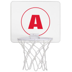 Modernes, stylisches Monogram Red Initial Letter W Mini Basketball Netz