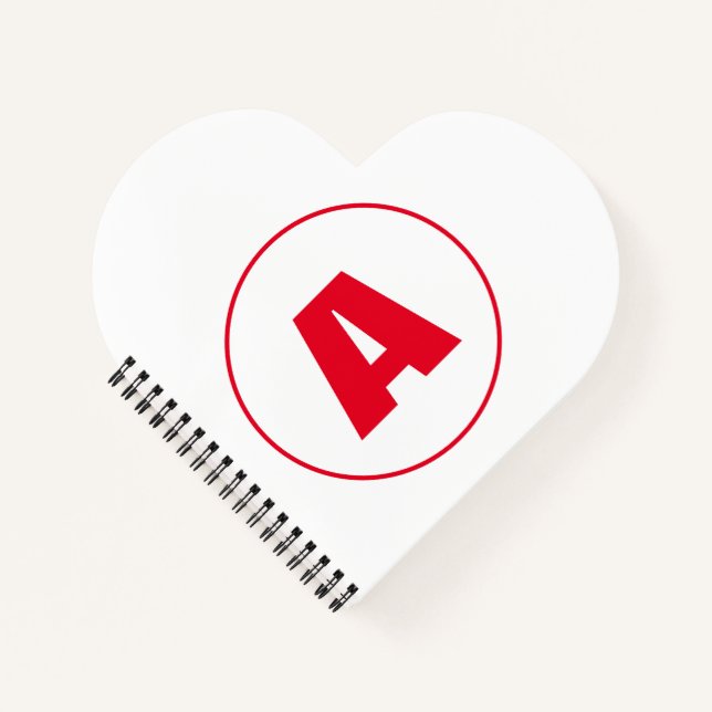 Modernes, stylisches Monogram Red Initial Letter W Notizbuch (Vorderseite)