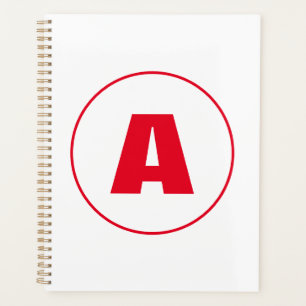 Modernes, stylisches Monogram Red Initial Letter W Planer