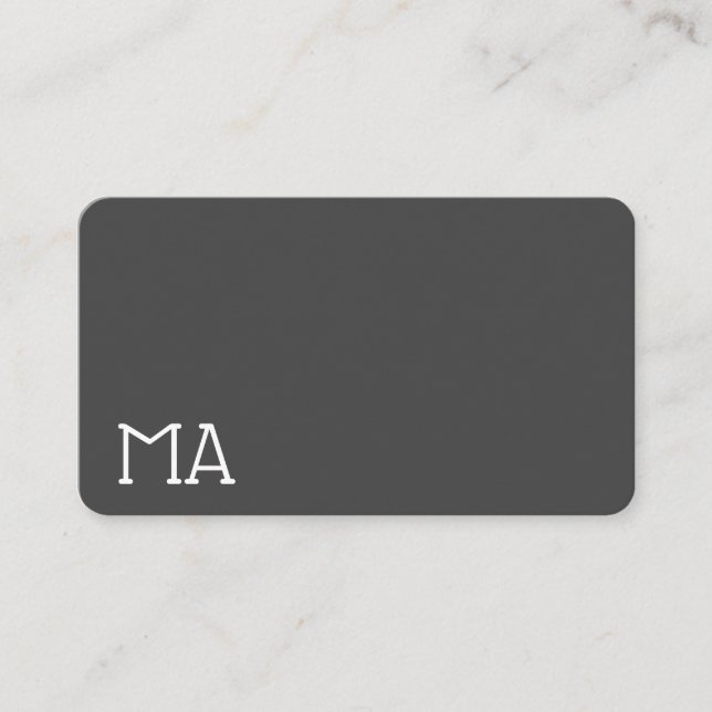 Modernes, stylisches Monogramm / Grau Visitenkarte (Vorderseite)