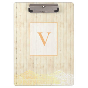 Modernes, stylisches Monogramm Vintages Holz 2 Klemmbrett