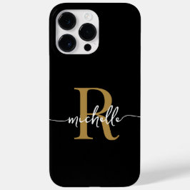 Modernes, stylisches Script BlackGold Monogram Ini Case-Mate iPhone 14 Pro Max Hülle