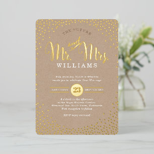 MODERNES STYLISH WEDD Konfetti kraft braunes Gold Folieneinladung