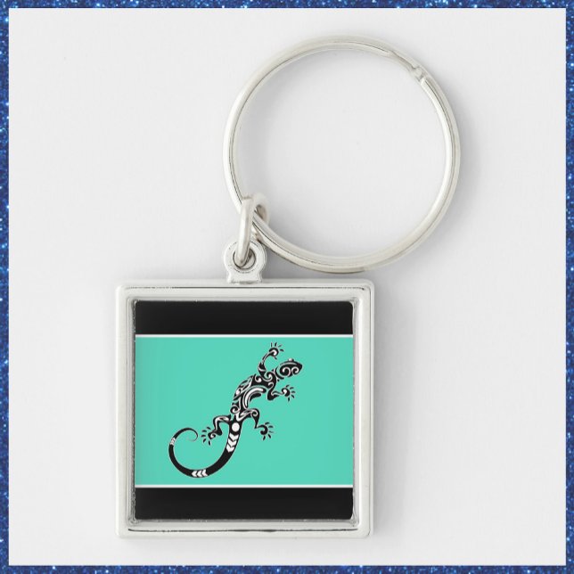 Modernes Südwesten Gecko Sea grün und schwarz Schlüsselanhänger (Von Creator hochgeladen)